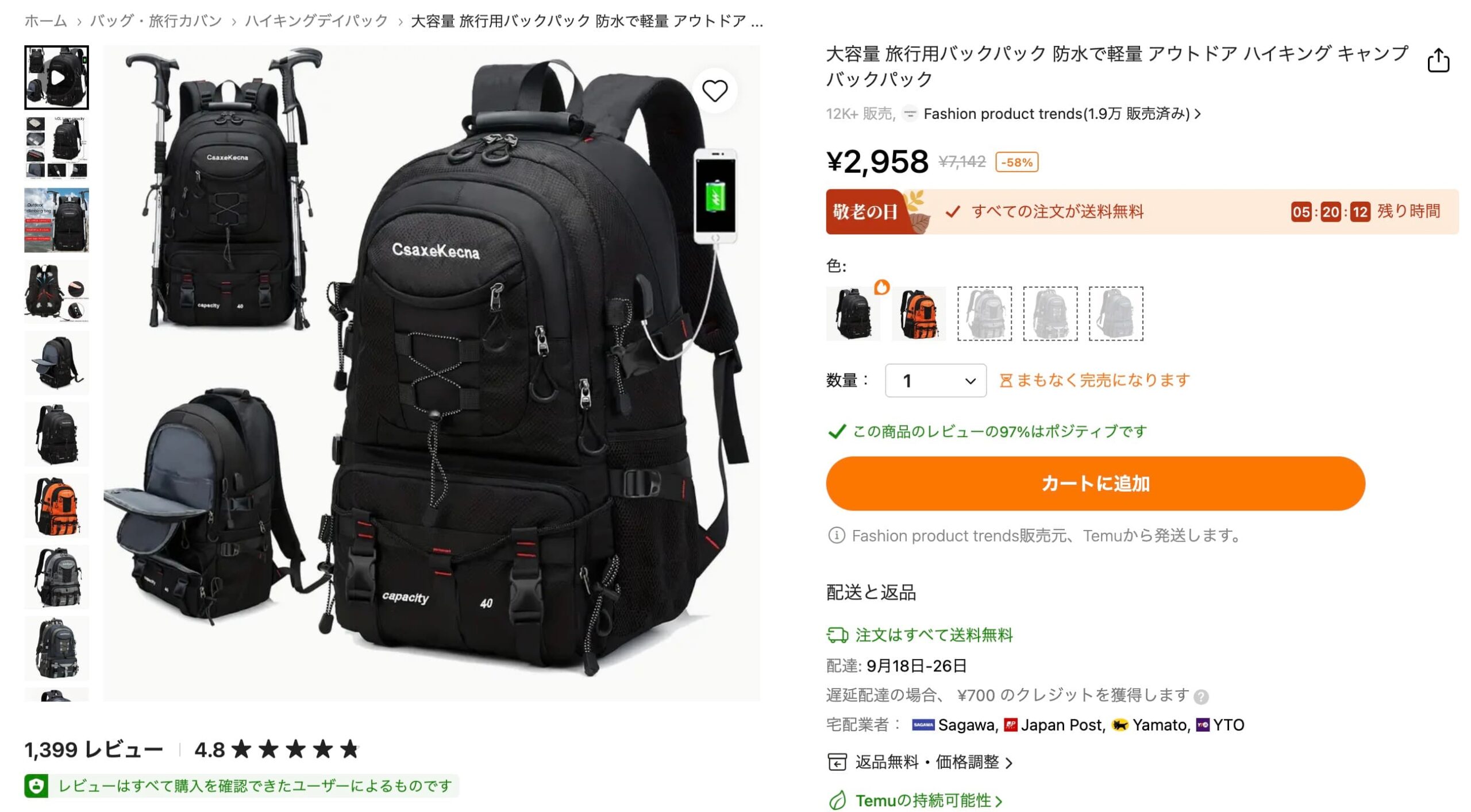 【Fashion product trends】旅行用バックパック