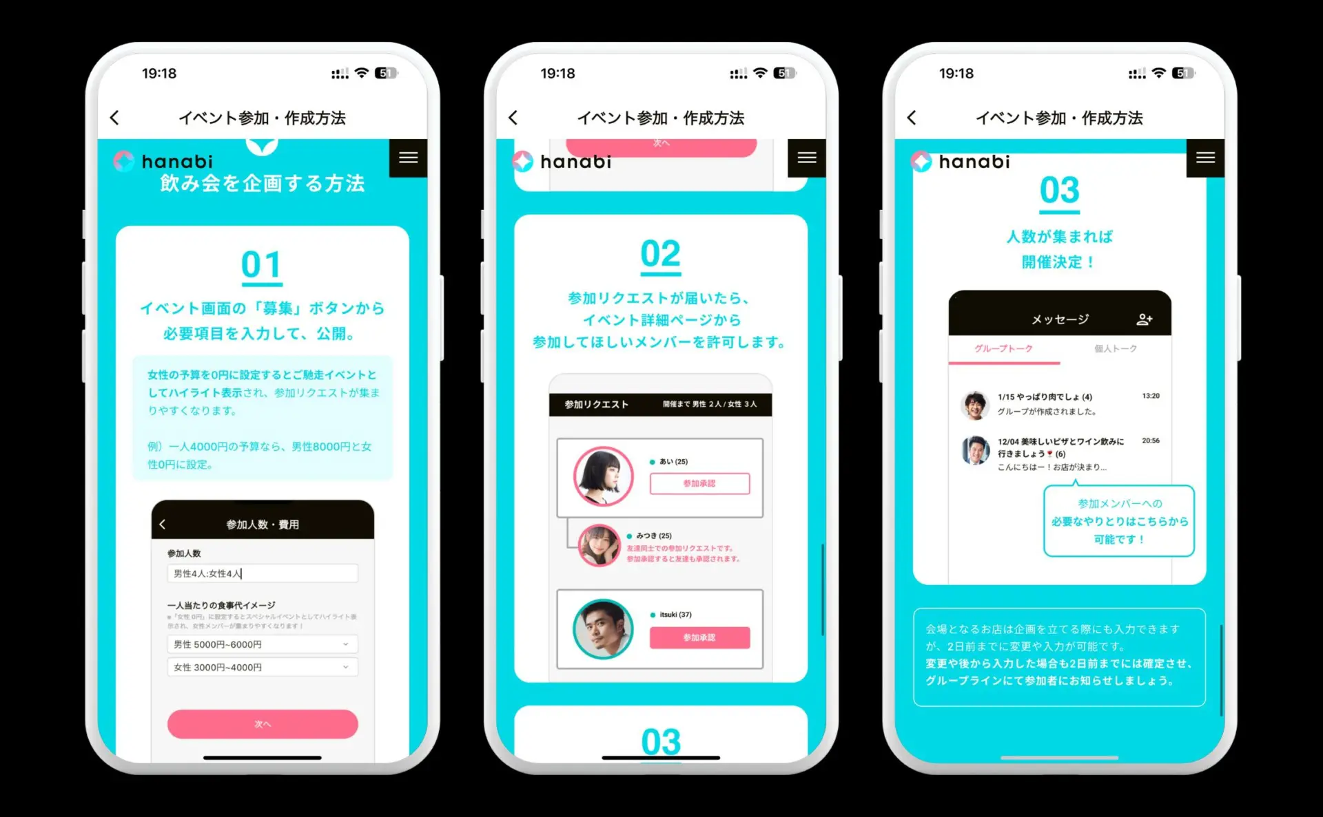 飲み会マッチングアプリ】hanabi（ハナビ）ってどう？口コミは？