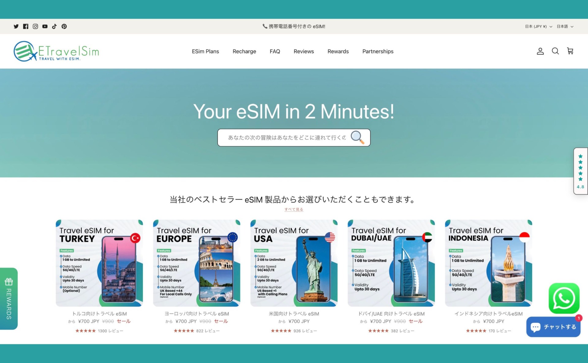 EtravelSIM(イートラベルシム)の特徴
